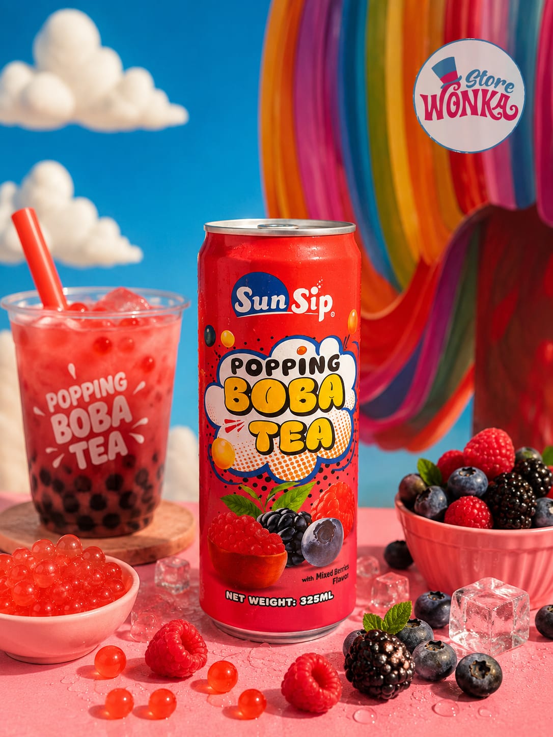 SunSip Popping Boba Tea — Mixed Berries