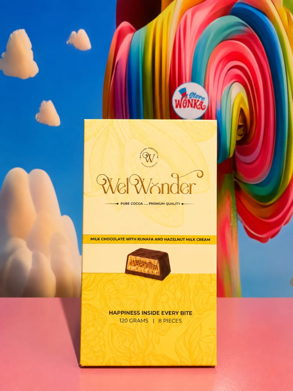 Wel Wonder Milk Chocolate with Kunafa & Hazelnut Milk Cream