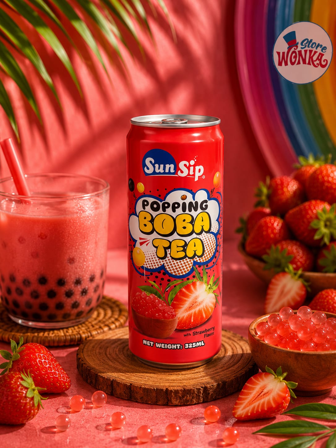 SunSip Popping Boba Tea — Strawberry