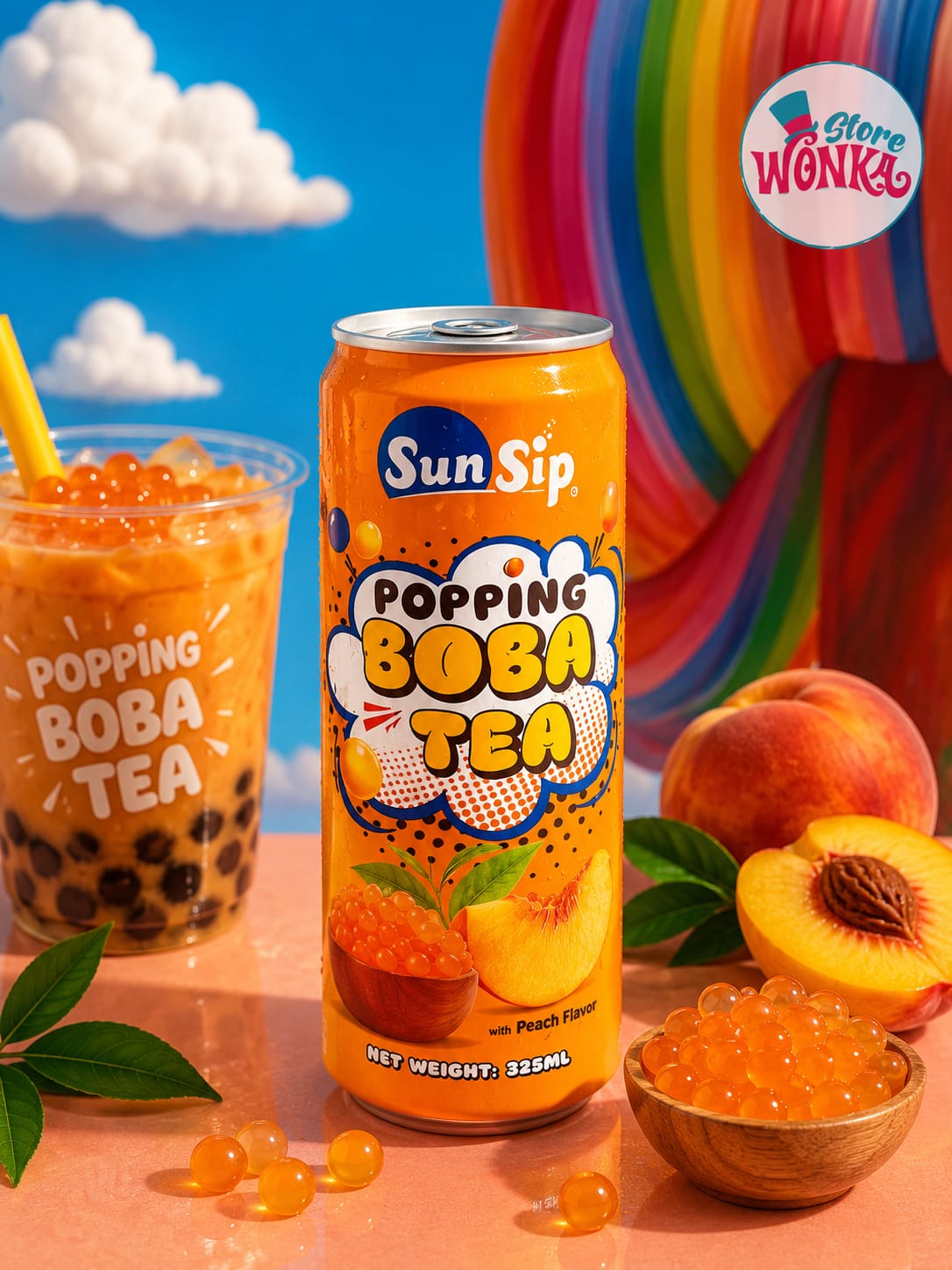 SunSip Popping Boba Tea — Peach